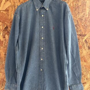 90sラルフローレンBLAIREデニムシャツ赤ポニー刺繍ロゴオールドラルフ