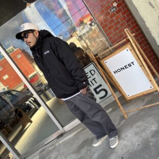 90s Champion フード付きコーチジャケット ブラック L 刺繍ロゴ